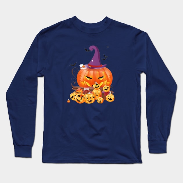 Funny Halloween Pumpkin Long Sleeve T-Shirt by halazidan